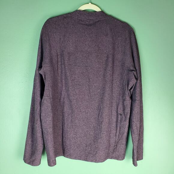 Lululemon Mens Rulu Mock Neck Long Sleeve Size Large Heathered Arctic Plum - Picture 2 of 4